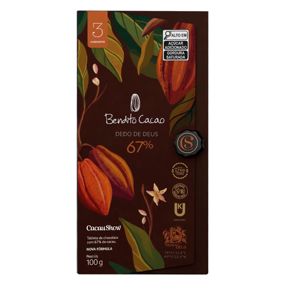 Tablete Dedo de Deus 67% Cacau 100g - foto 1