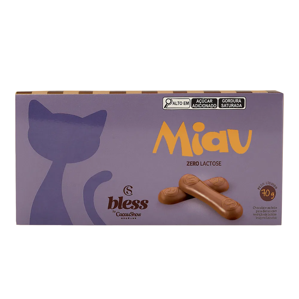 Tablete Miau Bless Zero Lactose ao Leite 70g - foto 1
