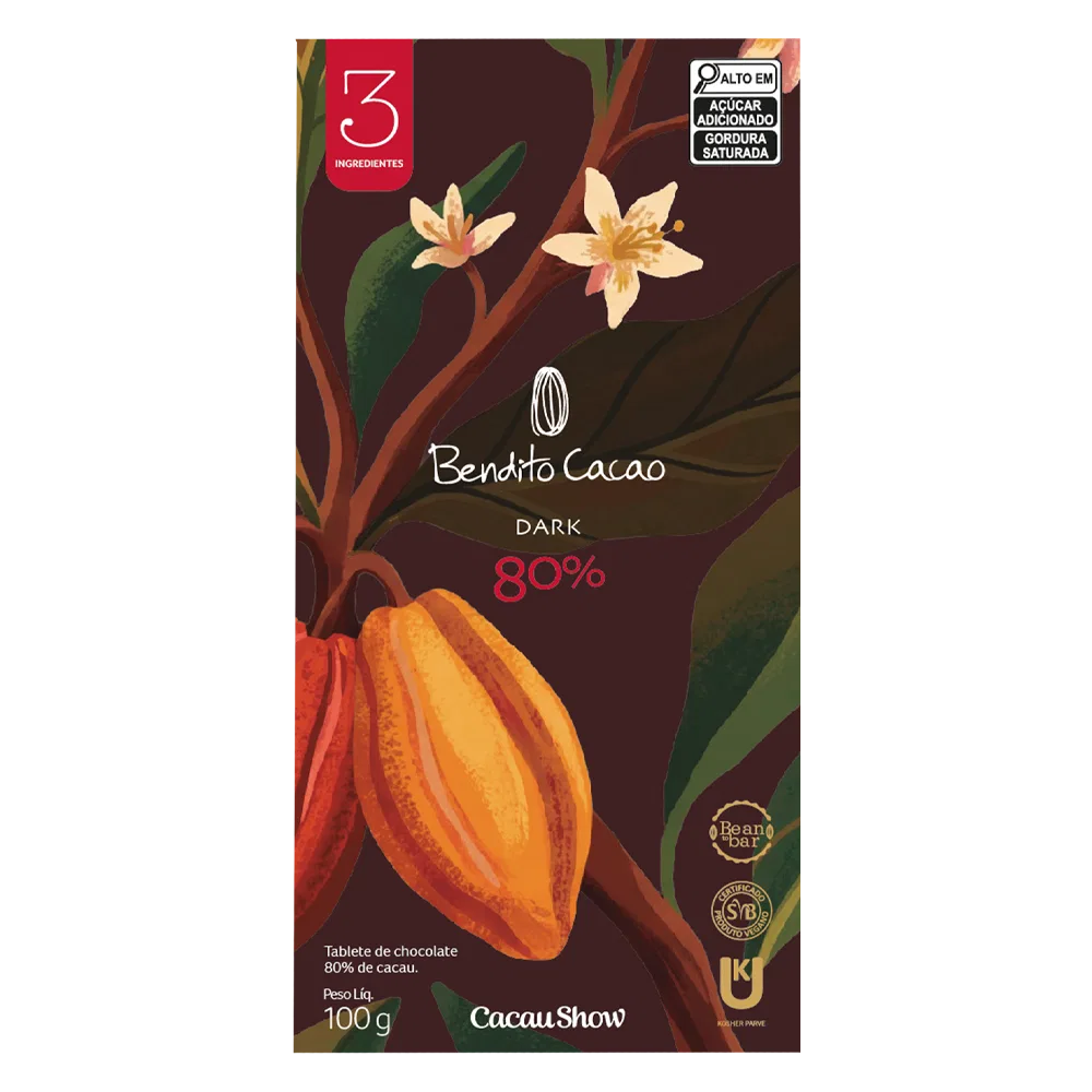 Tablete de Chocolate Intenso Bendito Cacao 80% 100g - foto 1