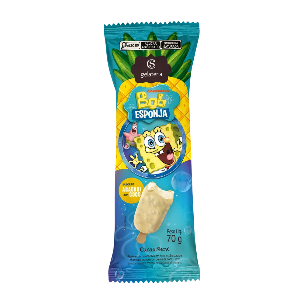 Sorvete Bob Esponja Abacaxi e Coco 70g - foto 1