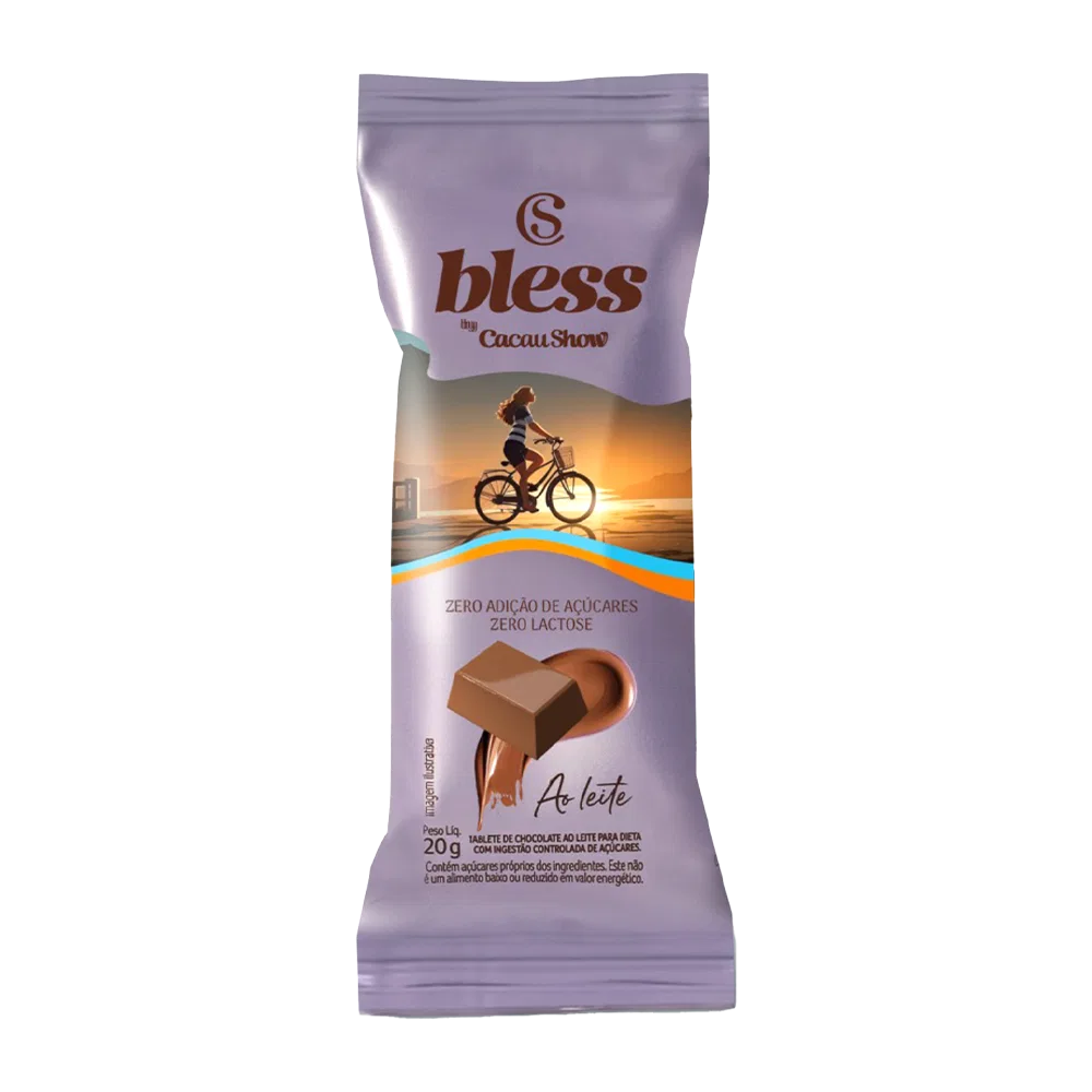Tablete Bless Zero Açúcar e Zero Lactose de Chocolate ao Leite 20g - foto 1