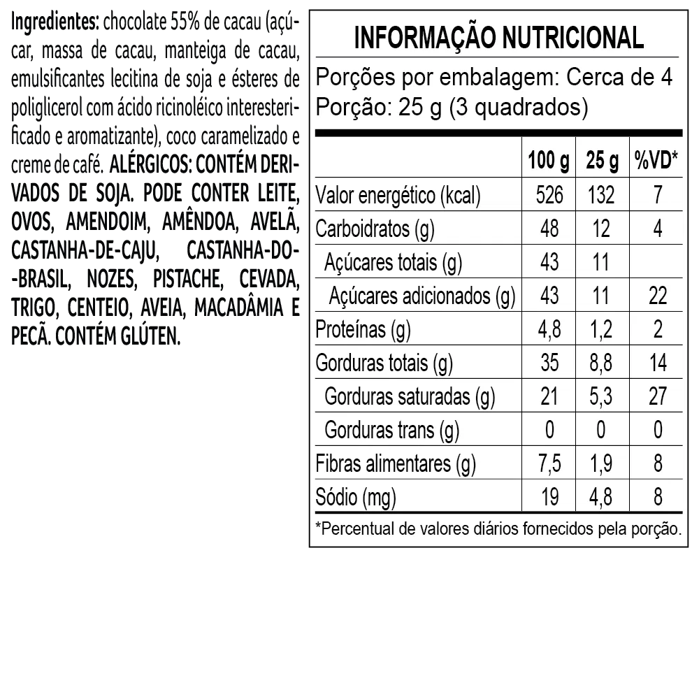 Tablete Bendito Cacao 55% Cacau com Coco e Café 100g - foto 2